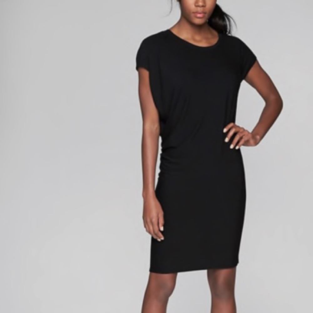 Athleta Draped Crew Dress Asymmetrical
